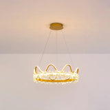 Nordic Style Crystal Pendant Light With 1 Suspended Crown For Living Room Gold / 25 Warm