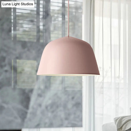 Nordic Style Dome Hanging Shade Ceiling 1 Light Metal Pendant Lamp In Black/Green For Bedroom