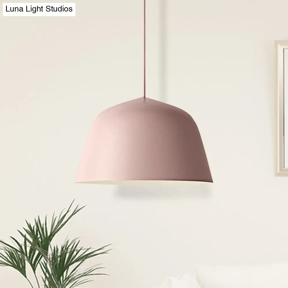 Nordic Style Dome Hanging Ceiling Light - 10/16 Dia Metal Pendant Lamp In Black/Green For Bedroom