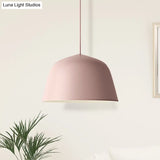 Nordic Style Dome Hanging Shade Ceiling 1 Light Metal Pendant Lamp In Black/Green For Bedroom