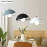 Nordic Style Dome Shade Hanging Light Pendant With Metallic Finish - 3 Bulbs