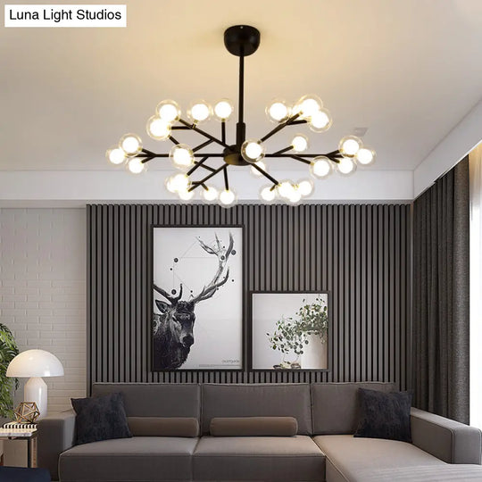 Nordic Style Dual Glass Glowworm Chandelier Pendant Light For Living Room Suspension