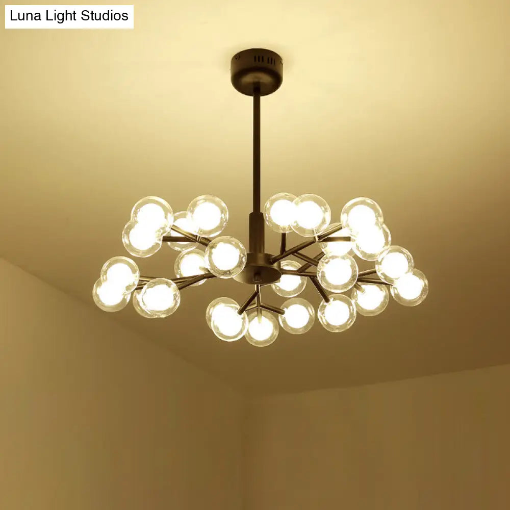 Glowworm Chandelier Light: Dual Glass Nordic Suspension Pendant For Living Room 25 / Black
