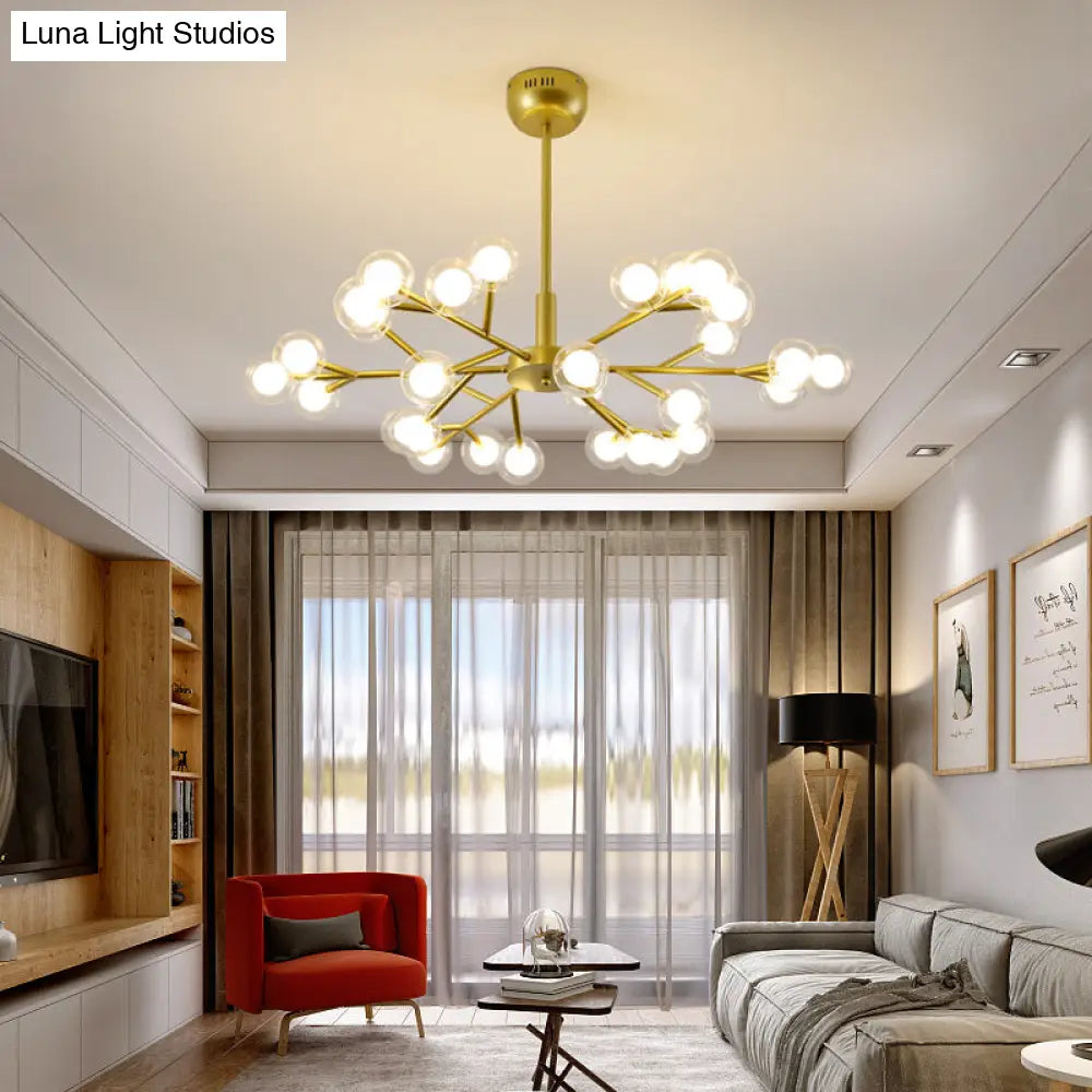 Nordic Style Dual Glass Glowworm Chandelier Pendant Light For Living Room Suspension