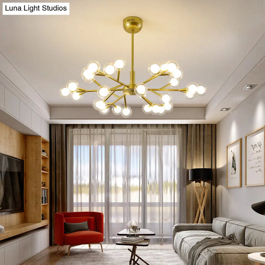 Nordic Style Dual Glass Glowworm Chandelier Pendant Light For Living Room Suspension