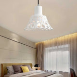 Nordic Style Etched Pendant Lighting: Concrete 1-Light Grey/White/Yellow With Geometric/Bell/Flared