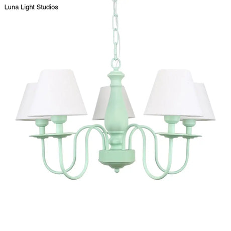Nordic Style Fabric Shade Suspension Light Chandelier - 5 Lights Ideal For Living Room