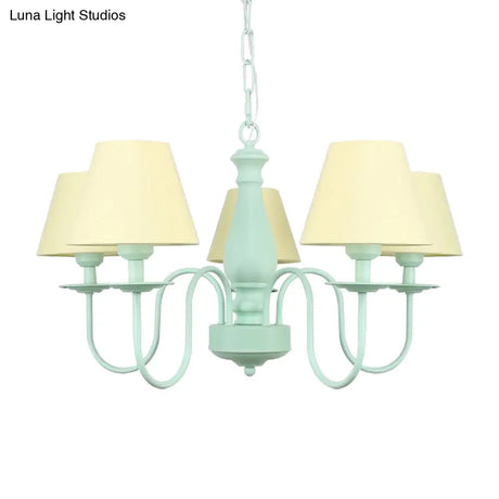 Nordic Style Fabric Shade Suspension Light Chandelier - 5 Lights Ideal For Living Room