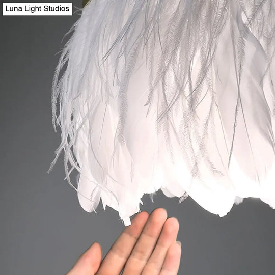 Crown Girls Room Chandelier Feather Light - Nordic Style Hanging Kit