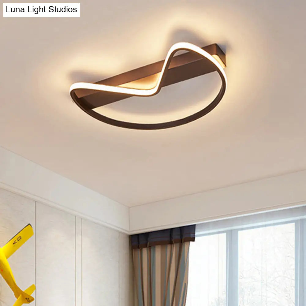 Nordic Style Flush Mount Foyer Kitchen Ceiling Light With Bow Shaped Metal Design Brown / 16’ Warm
