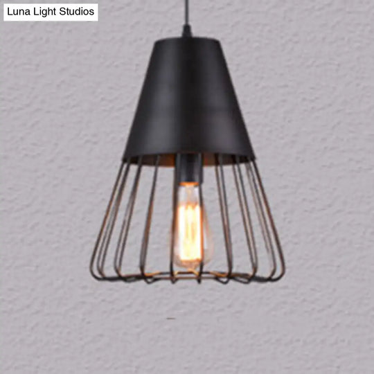 Modern Geometric Metal Pendant Light Fixture In Nordic Style For Restaurants Black / B