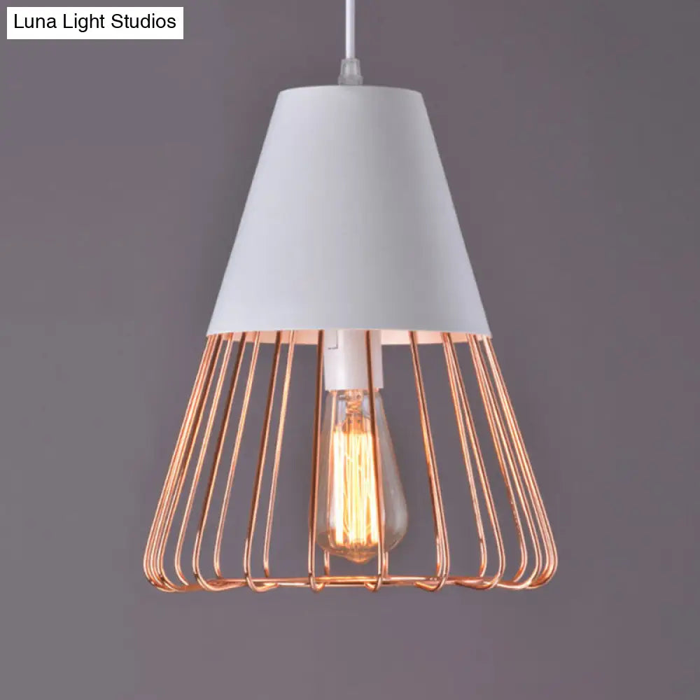 Modern Geometric Metal Pendant Light Fixture In Nordic Style For Restaurants White-Gold / B
