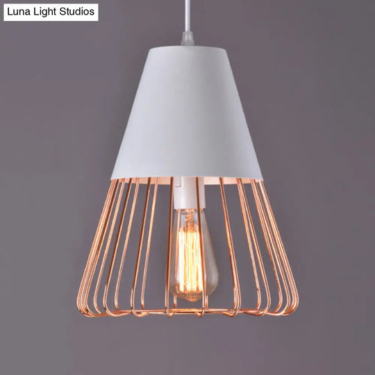 Modern Geometric Metal Pendant Light Fixture In Nordic Style For Restaurants White-Gold / B
