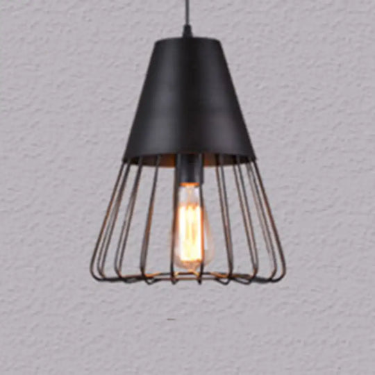 Nordic Style Geometric Metal Pendant Light For Restaurants Black / B
