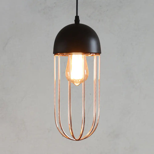 Nordic Style Geometric Metal Pendant Light For Restaurants Black-Gold / C