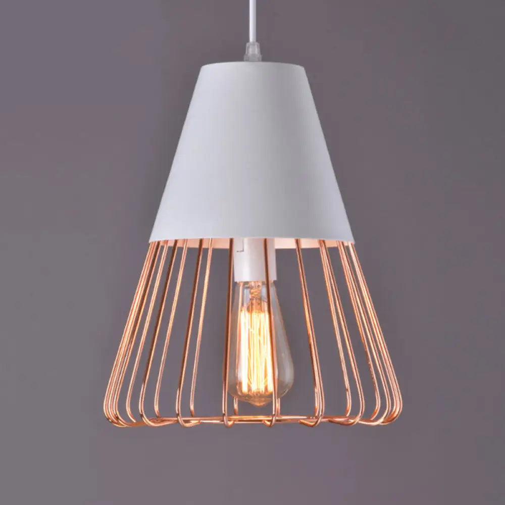Nordic Style Geometric Metal Pendant Light For Restaurants White-Gold / B