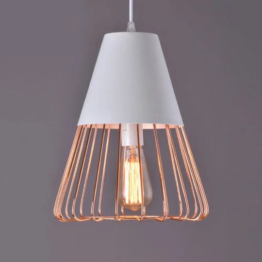 Nordic Style Geometric Metal Pendant Light For Restaurants White-Gold / B