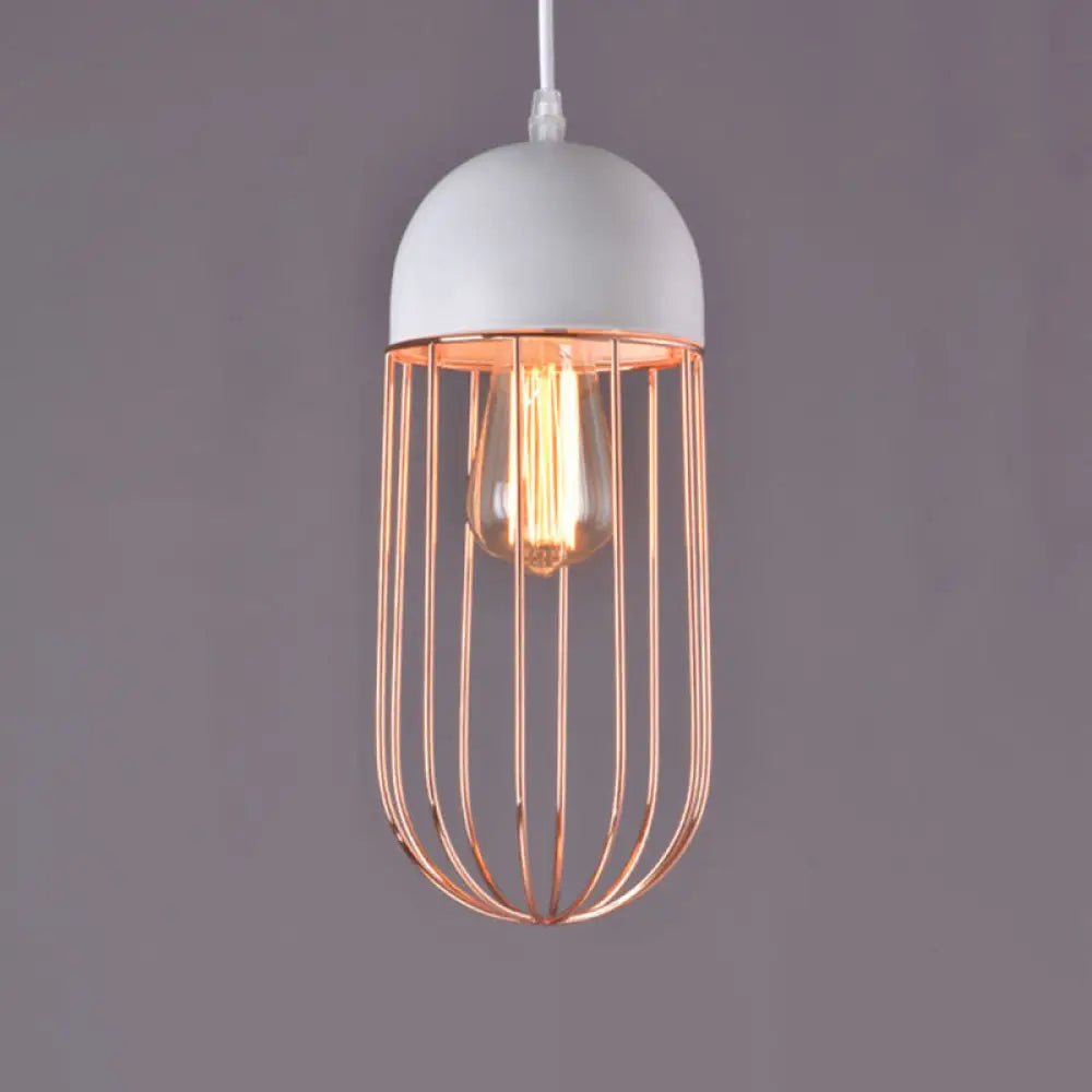 Nordic Style Geometric Metal Pendant Light For Restaurants White-Gold / C