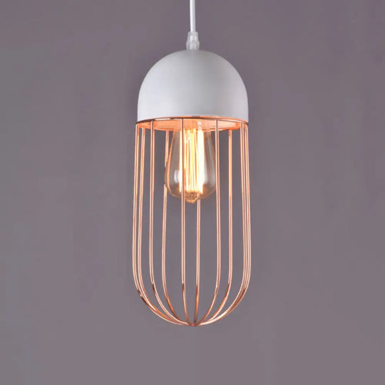 Nordic Style Geometric Metal Pendant Light For Restaurants White-Gold / C