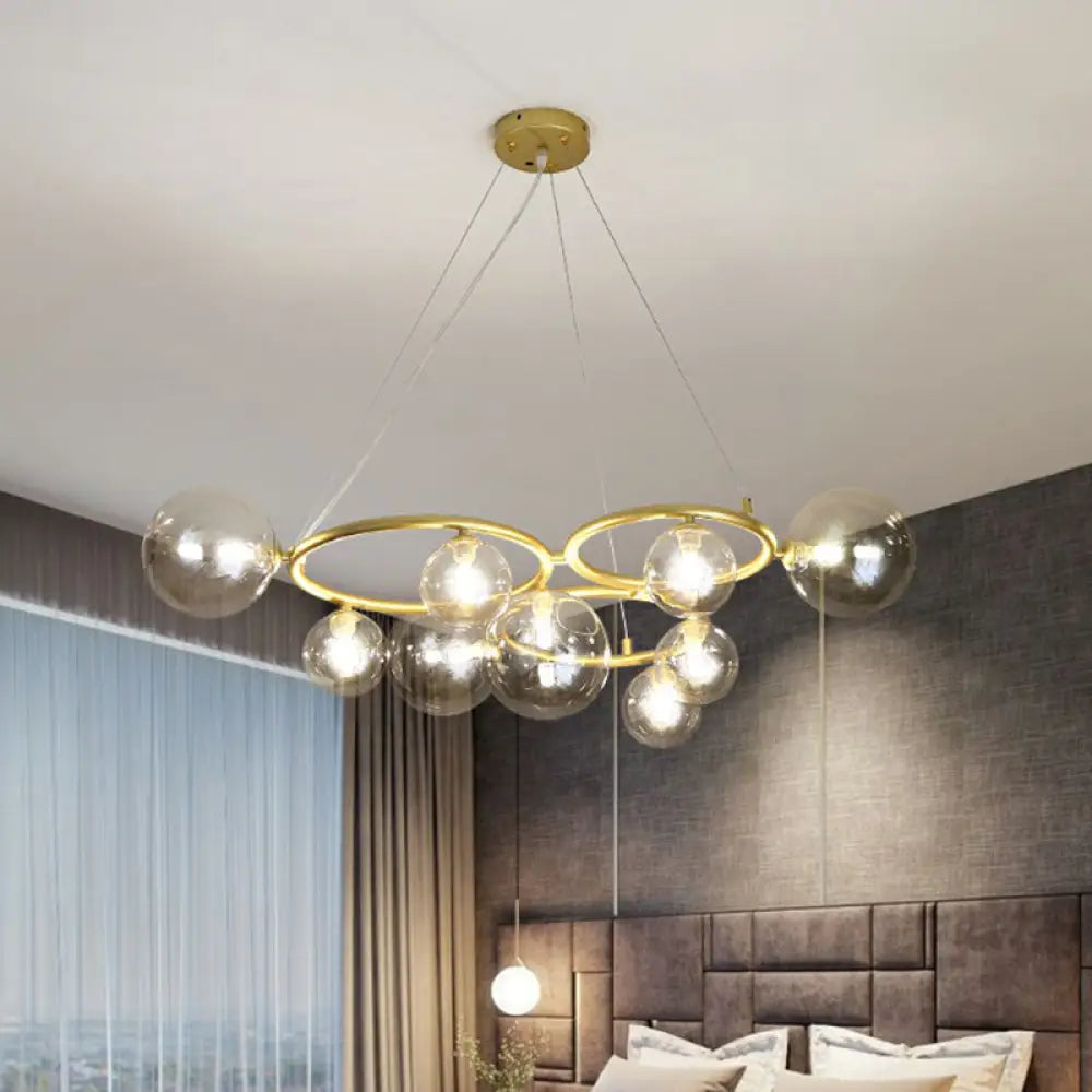 Nordic Style Glass Circles Chandelier: Sleek Suspended Lighting Fixture For Bedrooms 9 / Gold Clear