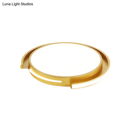 Nordic Style Gold Round Flush Mount Led Ceiling Lamp For Bedroom - Warm/White Light