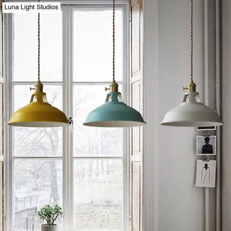 Nordic Style Hanging Lamp With Metal Shade And Colorful Macaron Finish For Kitchen Barn