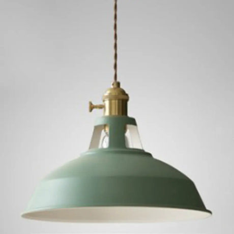 Nordic Style Hanging Lamp With Metal Shade And Colorful Macaron Finish For Kitchen Barn Green