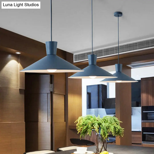 Nordic Style Iron Pendant Ceiling Light - Pink/Yellow/Blue Flared Design Perfect For Living Room