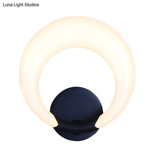 Nordic Style Led Bedside Wall Sconce - White/Black Crescent Moon Acrylic Shade