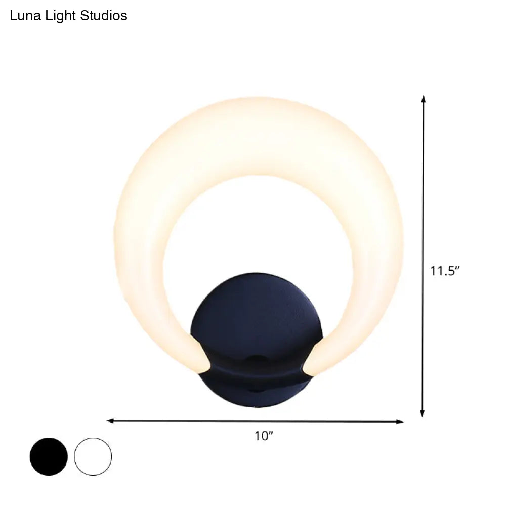 Nordic Style Led Bedside Wall Sconce - White/Black Crescent Moon Acrylic Shade