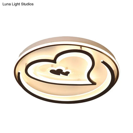 Nordic Style Led Black Acrylic Loving Heart Ceiling Light - Ideal For Hotels And Restaurants