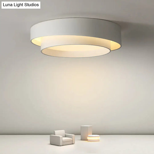 Nordic Style Led Ceiling Flush Mount Light With Acrylic Drum Shade - Ideal For Bedroom