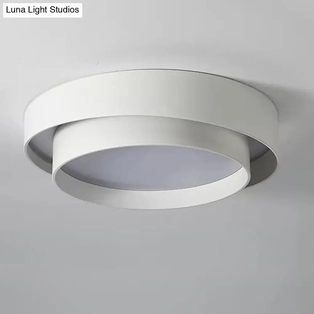 Nordic Style Led Ceiling Flush Mount Light With Acrylic Drum Shade - Ideal For Bedroom