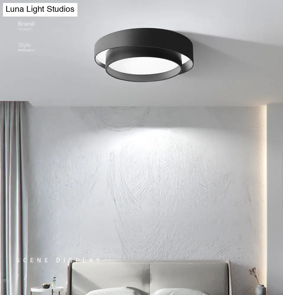 Nordic Style Led Ceiling Flush Mount Light With Acrylic Drum Shade - Ideal For Bedroom