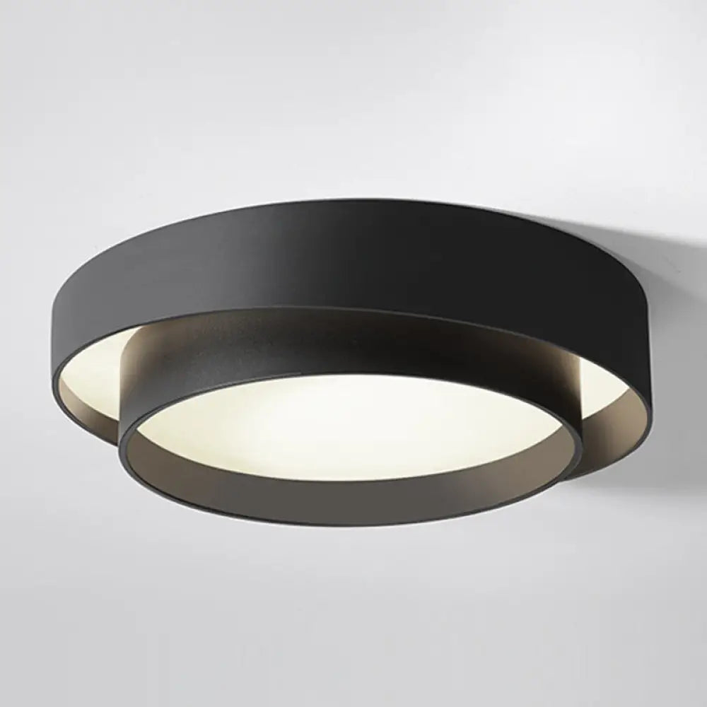Nordic Style Led Ceiling Flush Mount Light With Acrylic Drum Shade - Ideal For Bedroom Black / 16