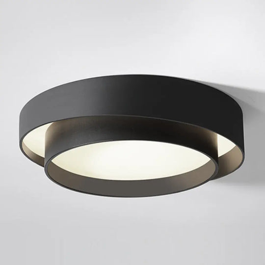 Nordic Style Led Ceiling Flush Mount Light With Acrylic Drum Shade - Ideal For Bedroom Black / 16