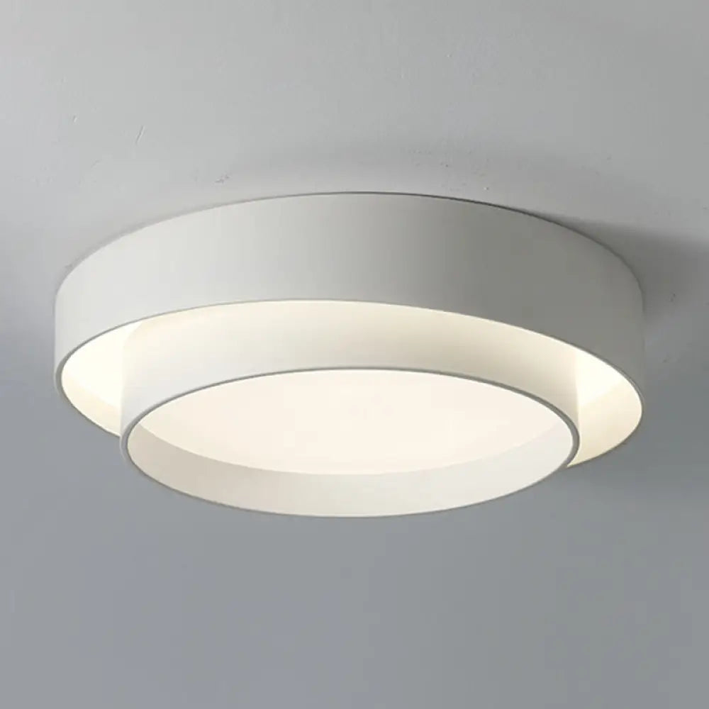 Nordic Style Led Ceiling Flush Mount Light With Acrylic Drum Shade - Ideal For Bedroom White / 16