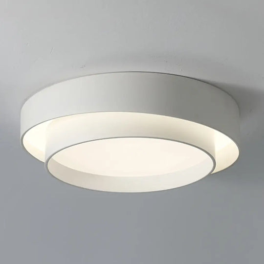 Nordic Style Led Ceiling Flush Mount Light With Acrylic Drum Shade - Ideal For Bedroom White / 16