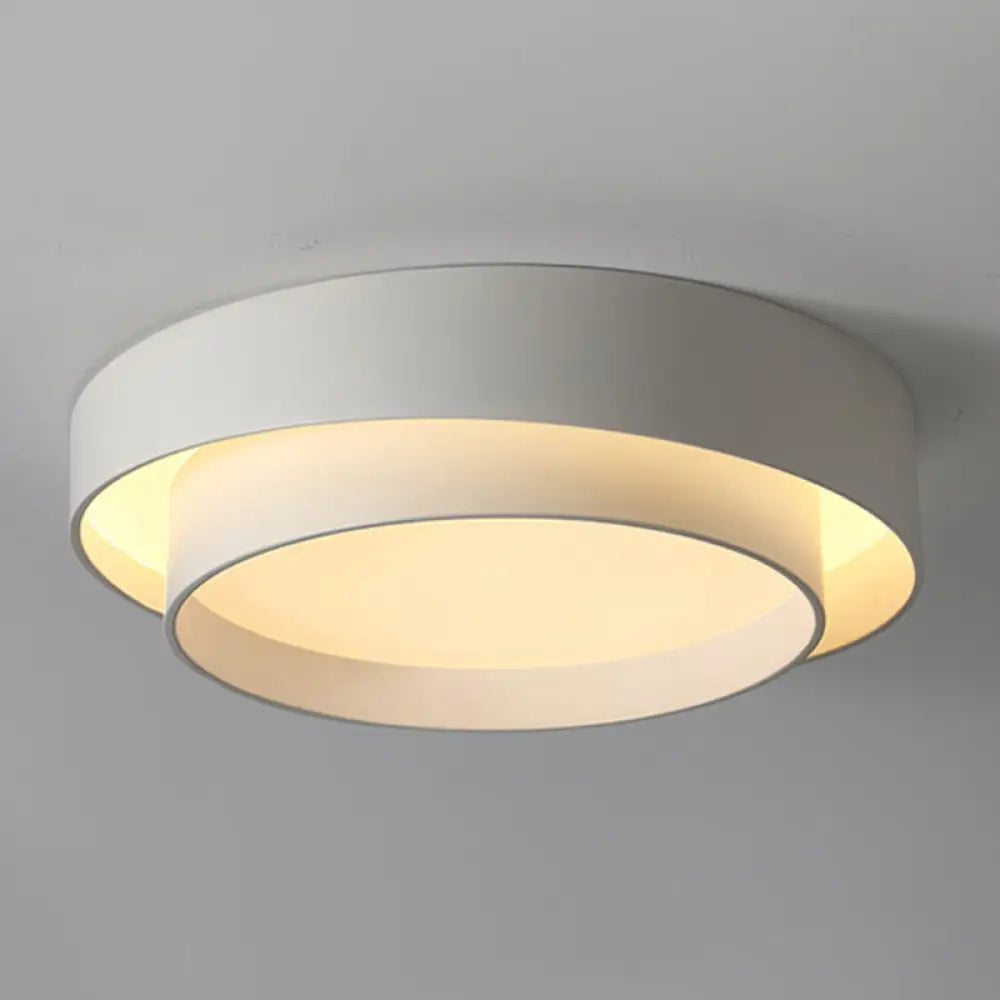 Nordic Style Led Ceiling Flush Mount Light With Acrylic Drum Shade - Ideal For Bedroom White / 16