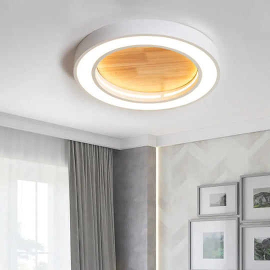 Nordic Style Led Ceiling Light For Boys Bedroom - Acrylic Wood Flushmount Fixture White / Warm