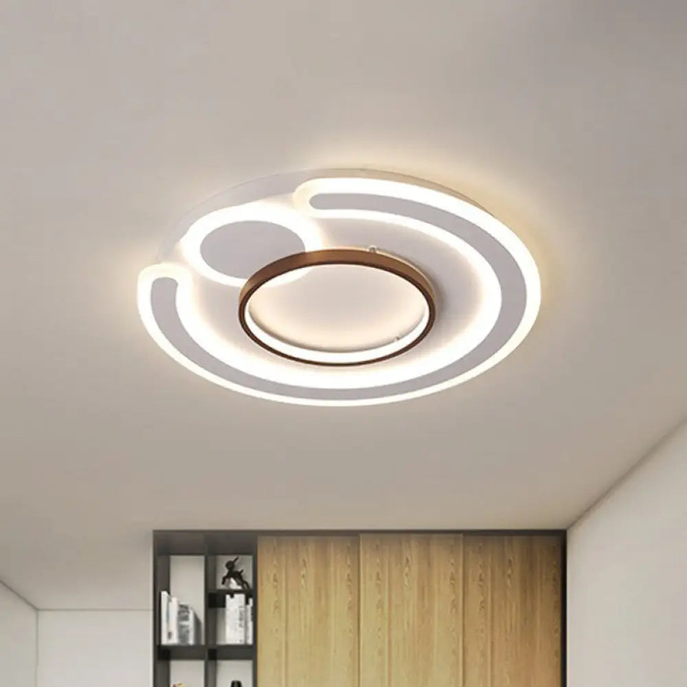 Nordic Style Led Coffee Flushmount Ceiling Light - Acrylic Circular Shape / 16.5’ Remote Control