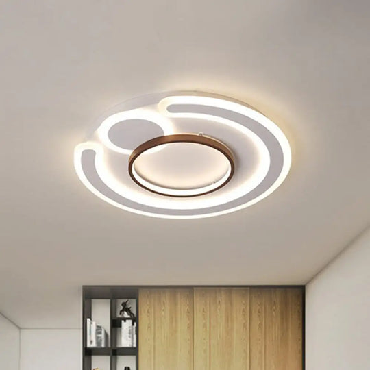 Nordic Style Led Coffee Flushmount Ceiling Light - Acrylic Circular Shape / 16.5’ Remote Control