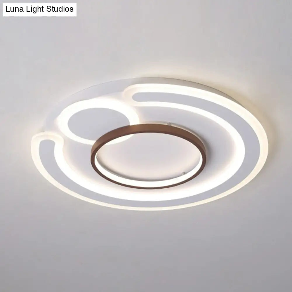 Nordic Style Led Coffee Flushmount Ceiling Light - Acrylic Circular Shape / 16.5 Third Gear