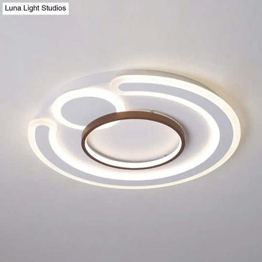 Nordic Style Led Coffee Flushmount Ceiling Light - Acrylic Circular Shape / 16.5 Third Gear