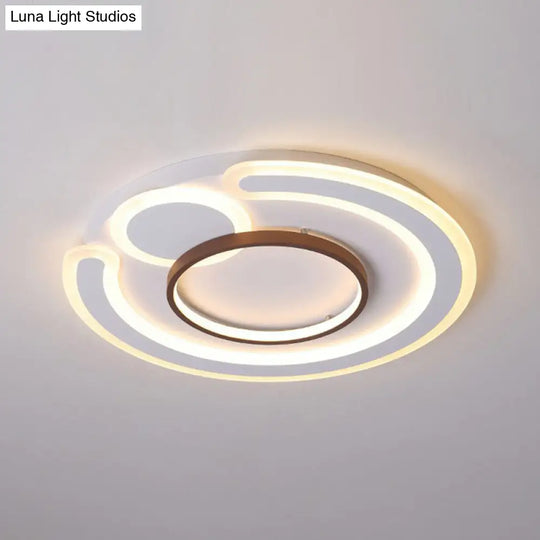 Nordic Style Led Coffee Flushmount Ceiling Light - Acrylic Circular Shape / 16.5 Warm