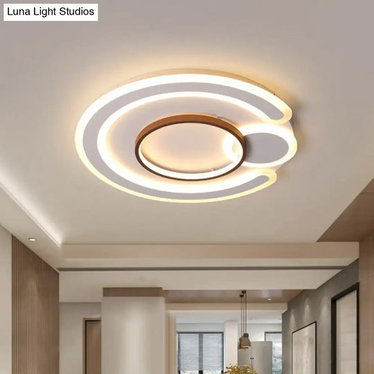 Nordic Style Led Coffee Flushmount Ceiling Light - Acrylic Circular Shape