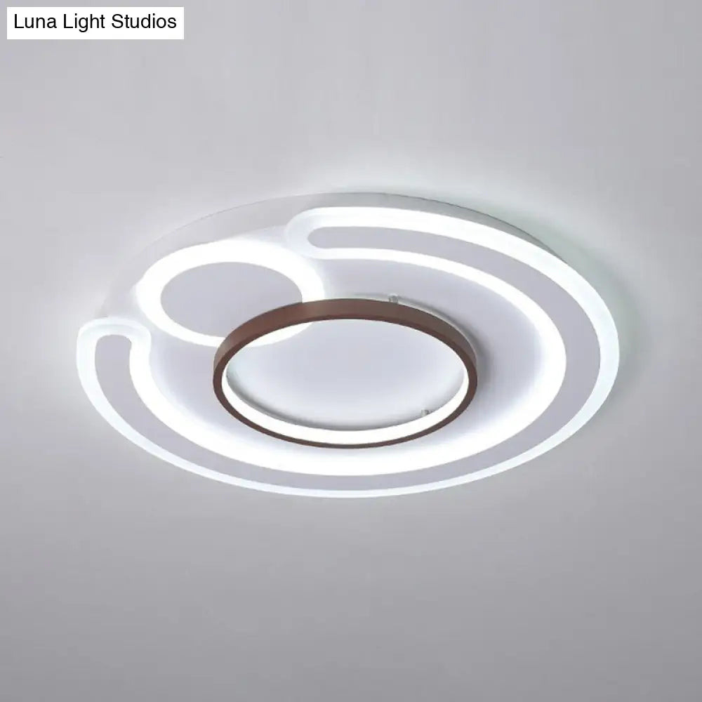 Nordic Style Led Coffee Flushmount Ceiling Light - Acrylic Circular Shape / 16.5 White