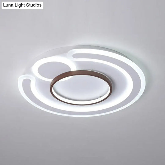 Nordic Style Led Coffee Flushmount Ceiling Light - Acrylic Circular Shape / 16.5 White