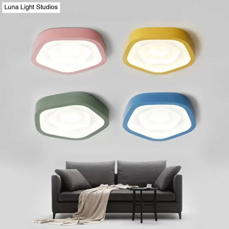Nordic Style Led Flush Mount Bedroom Ceiling Light With Rose Shade - Perfect For Kids