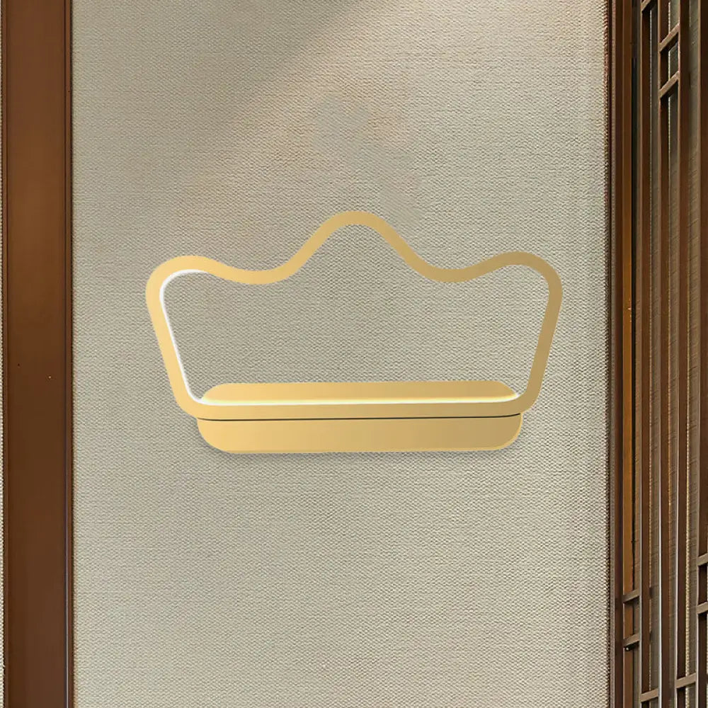 Nordic Style Led Wall Lamp In Black/Gold For Kids Bedside With Iron Bear/Crown Frame Gold / Crown